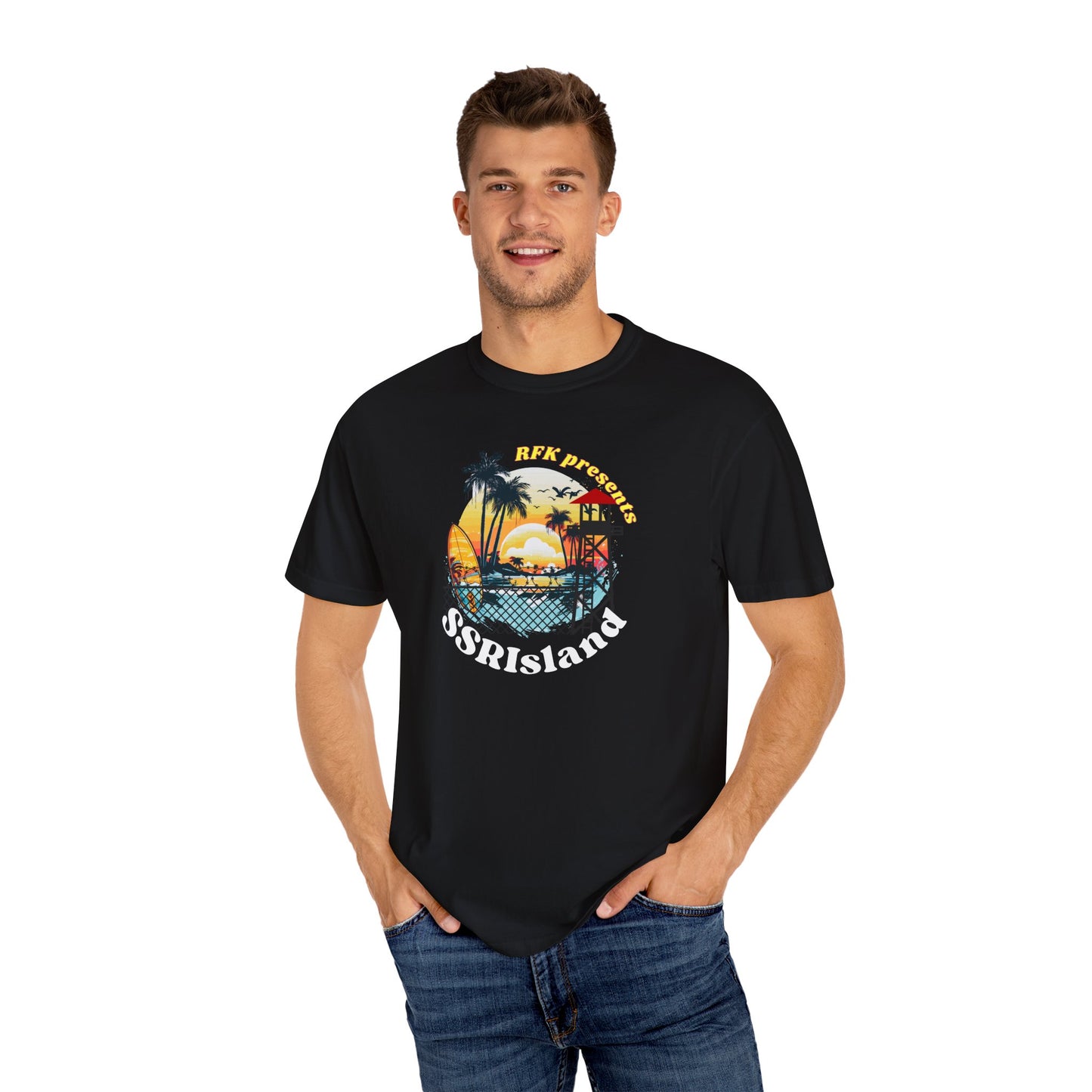 SSRI Island Retro Unisex T-Shirt - Beach Vibes & Sunset Design