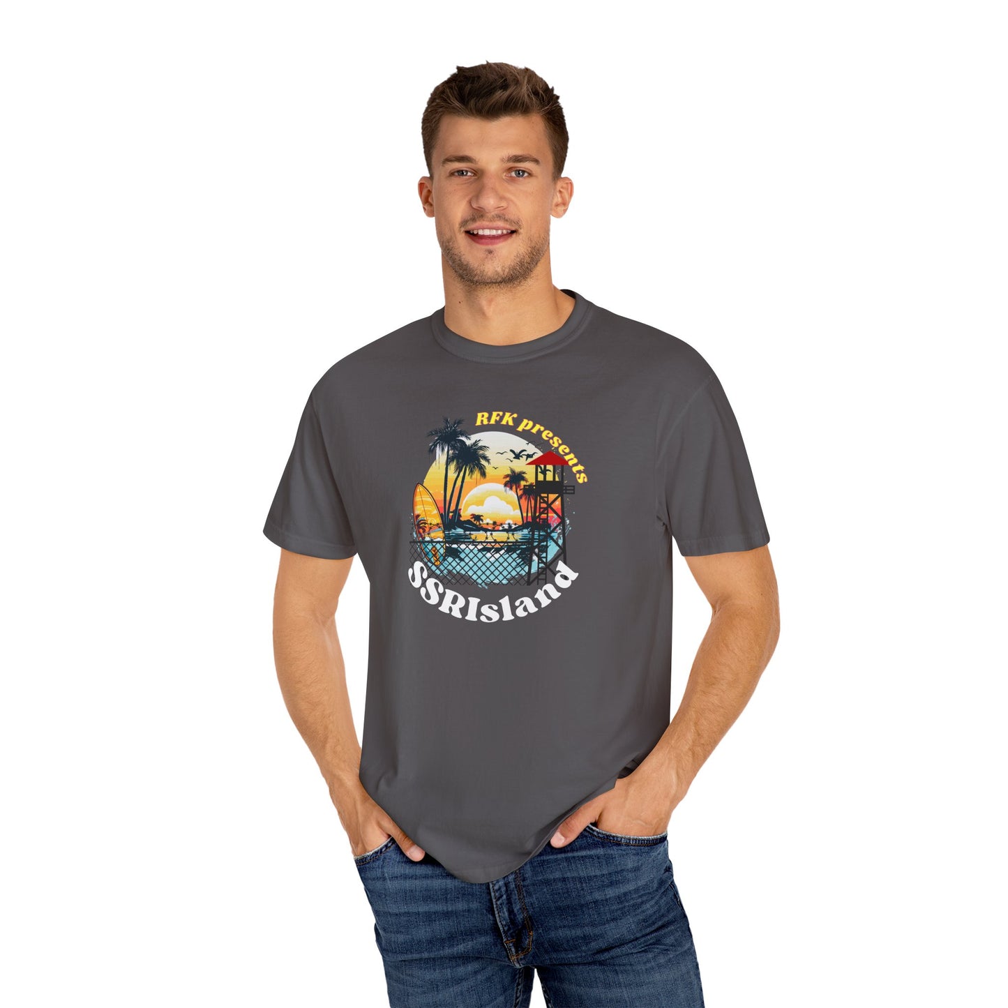 SSRI Island Retro Unisex T-Shirt - Beach Vibes & Sunset Design