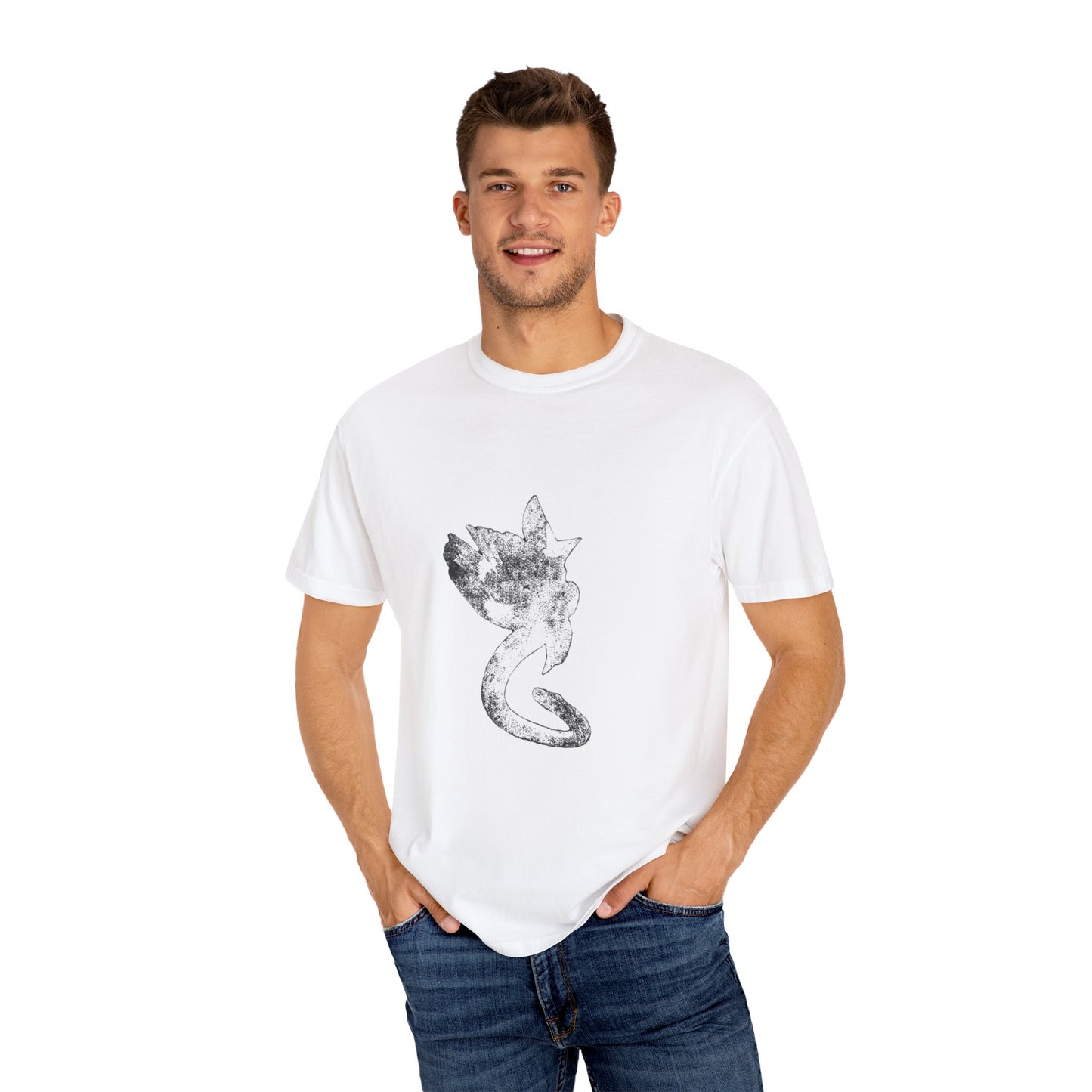 Mystical Creature Graphic Unisex Garment-Dyed T-Shirt for Casual Wear
